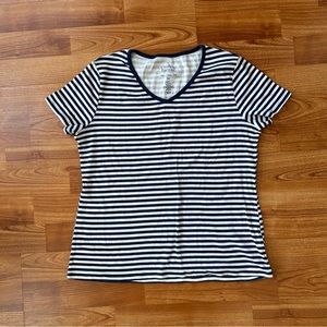4/$15 Croft & Barrow blue 100% cotton striped tee t-shirt top size medium petite